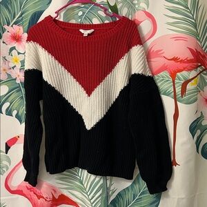 Time and Tru Chevron Sweater - Red, White, and Black